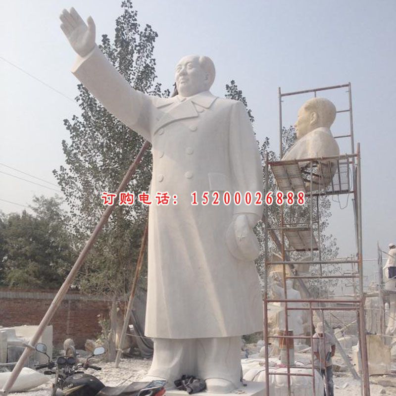 汉白玉伟人雕像 挥手的毛主席石雕 (2)