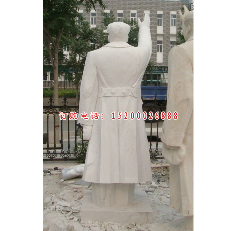 毛主席石雕，汉白玉伟人雕塑 (4)