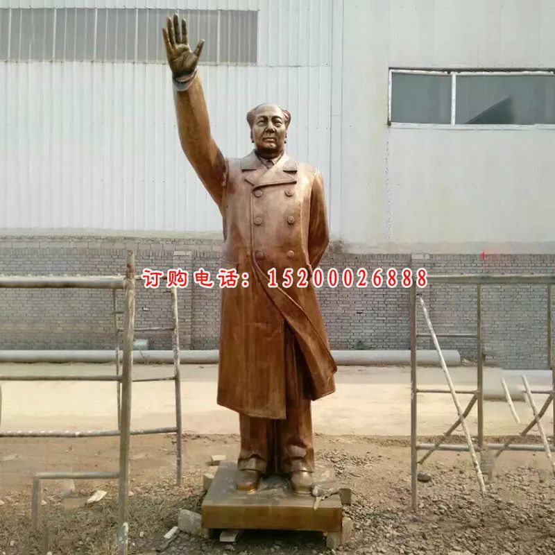 毛主席铜雕，铸铜毛主席挥手雕塑