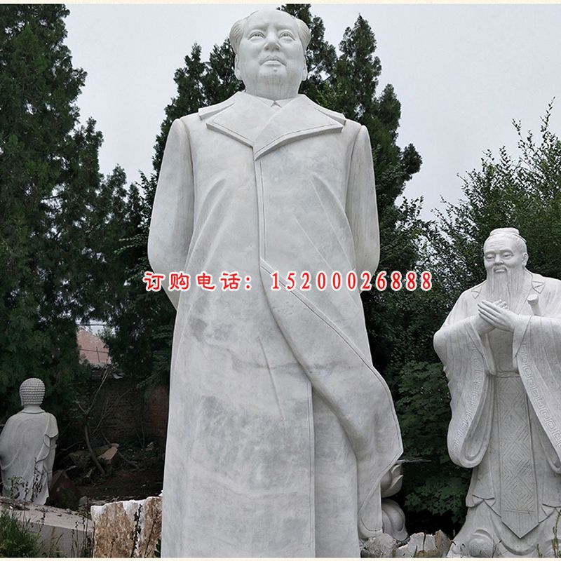 汉白玉背手的毛主席石雕  校园伟人石雕 (2)