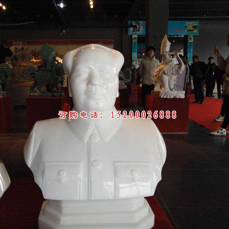 毛主席胸像石雕，汉白玉伟人雕塑