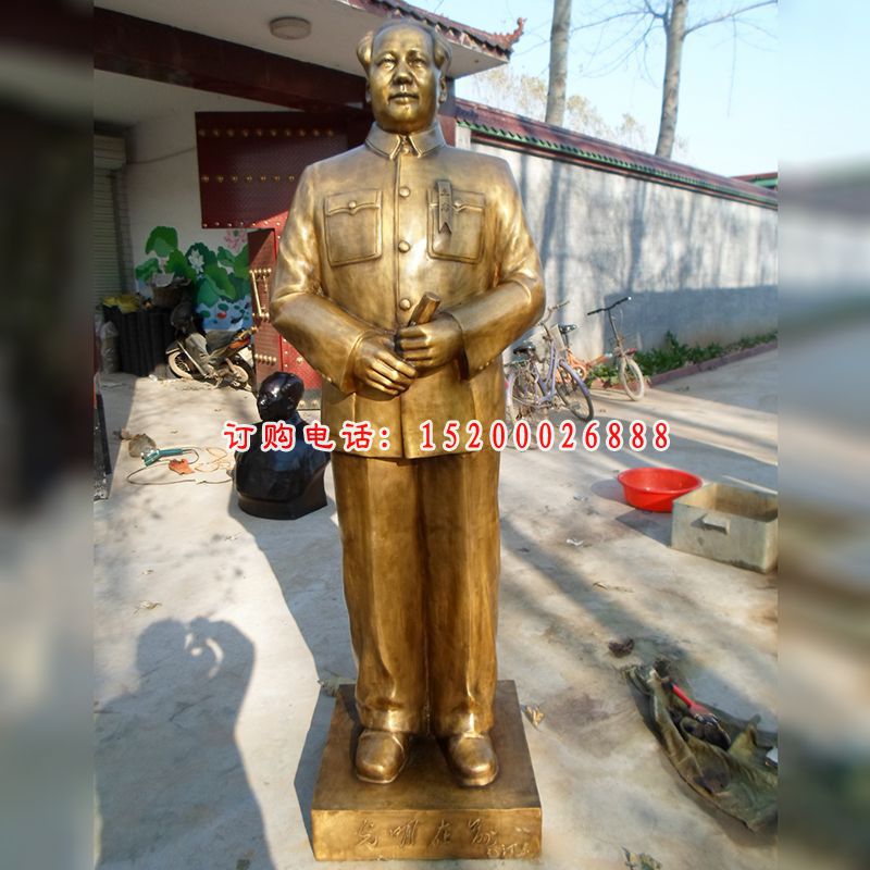 毛主席铜雕，铸铜毛主席雕塑，毛主席万岁铜雕 (1)