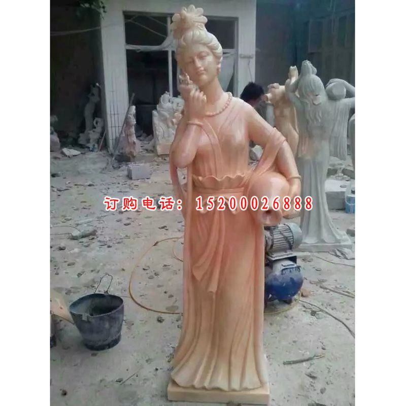 古代美女沐浴石雕，古代美女石雕 (2)