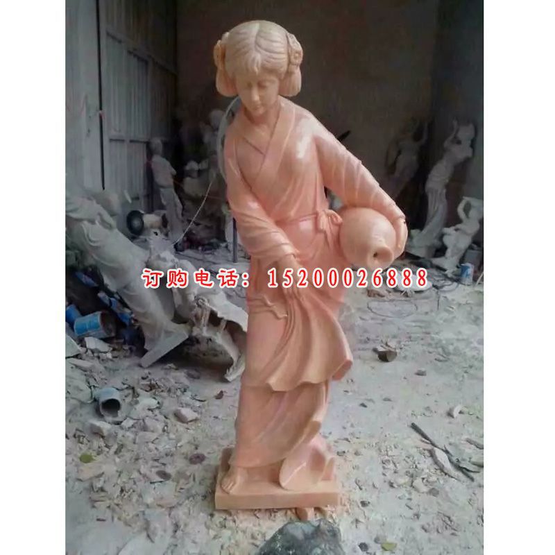 古代美女沐浴石雕，古代美女石雕 (3)