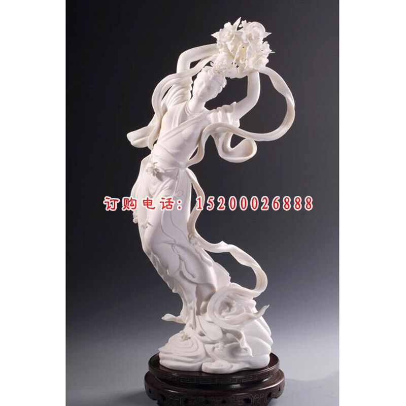 仙女石雕，汉白玉仙女雕塑 (2)
