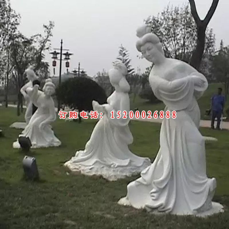 唐朝美女石雕，汉白玉古代人物雕塑