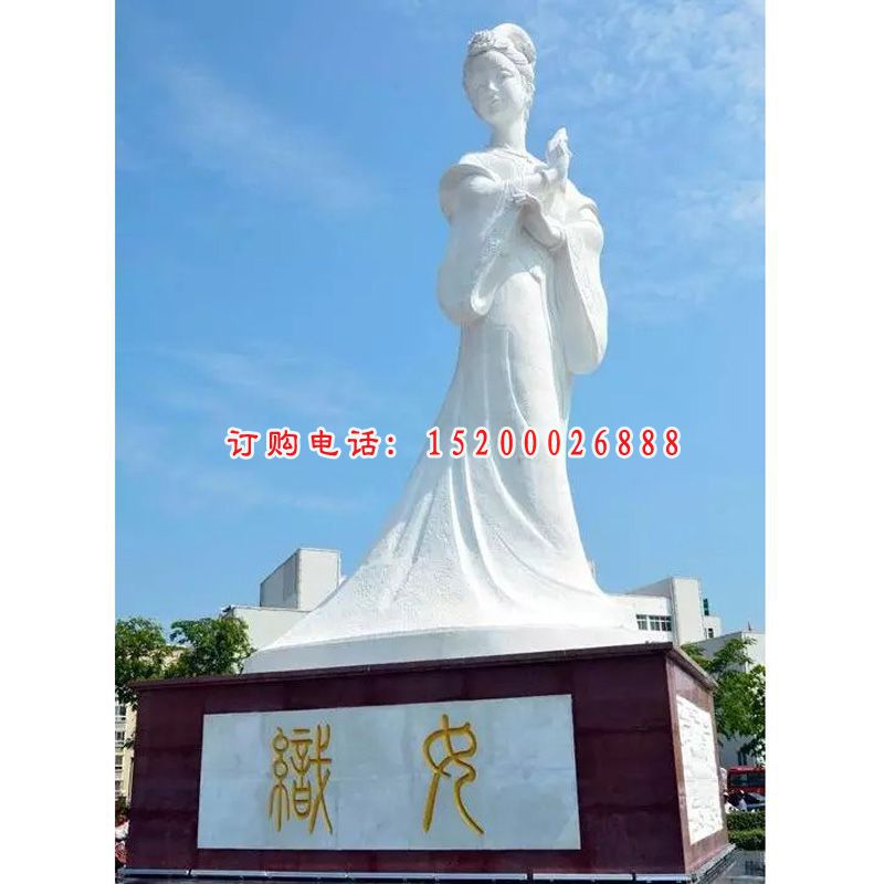 广场人物石雕，汉白玉古代女人雕塑