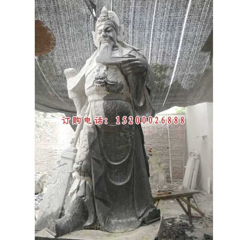 关公石雕，关帝石雕，大理石关公雕塑 (1)
