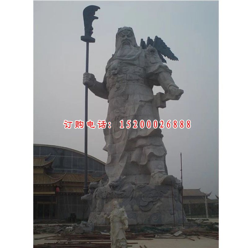 关公石雕，武财神石雕，汉白玉关公雕塑
