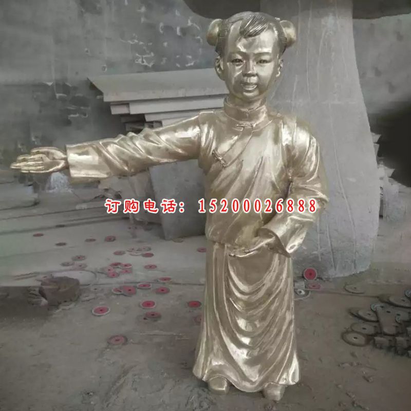 迎宾童子铜雕，人物铜雕 (2)