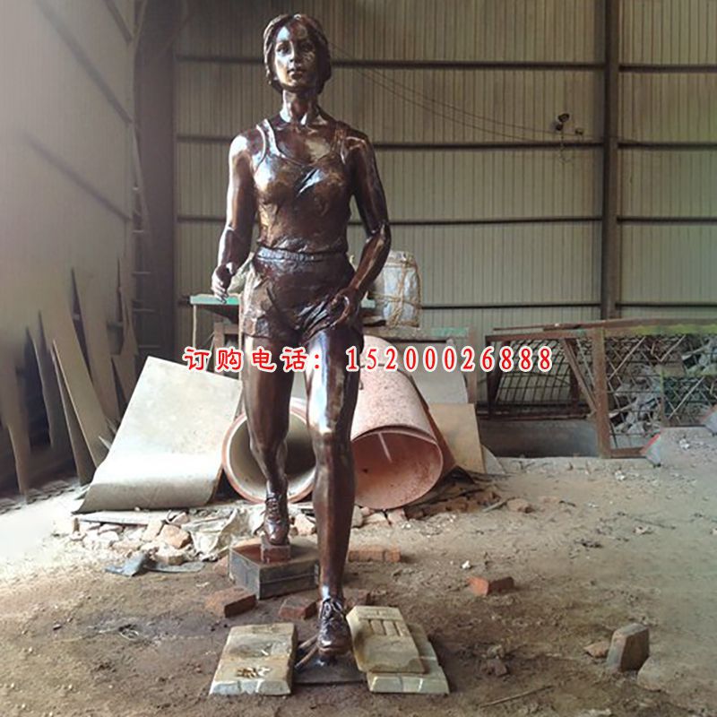 铜雕跑步女生雕塑2