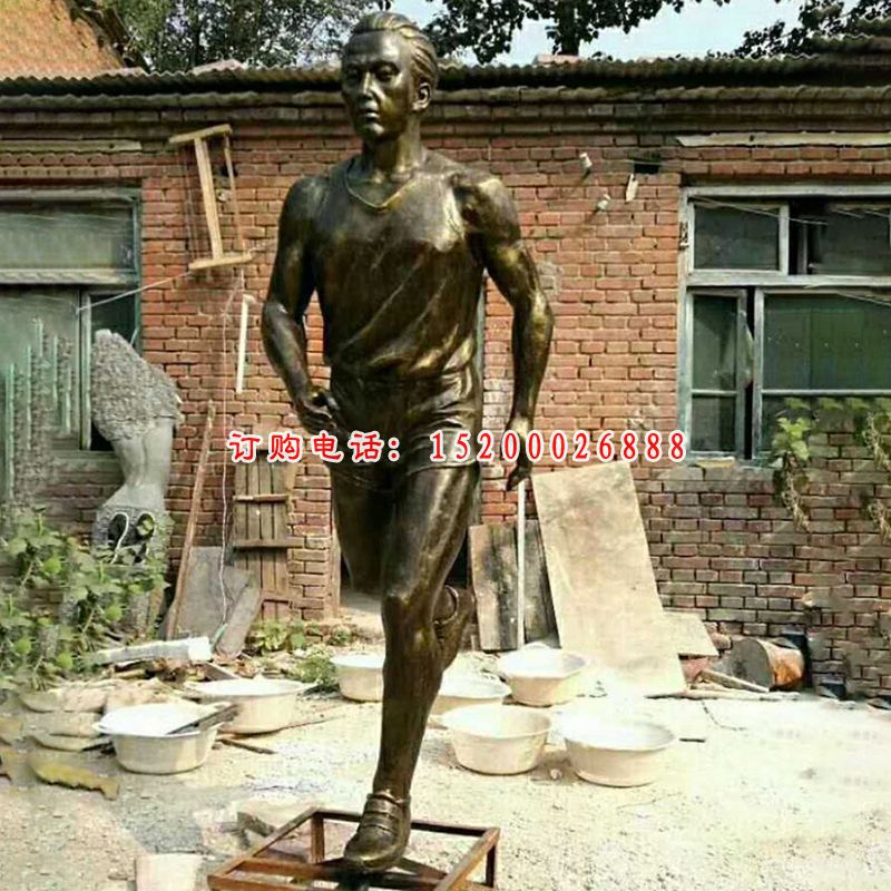 跑步的人物铜雕，公园运动人物雕塑