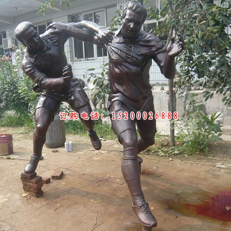 足球运动铜雕，公园人物铜雕