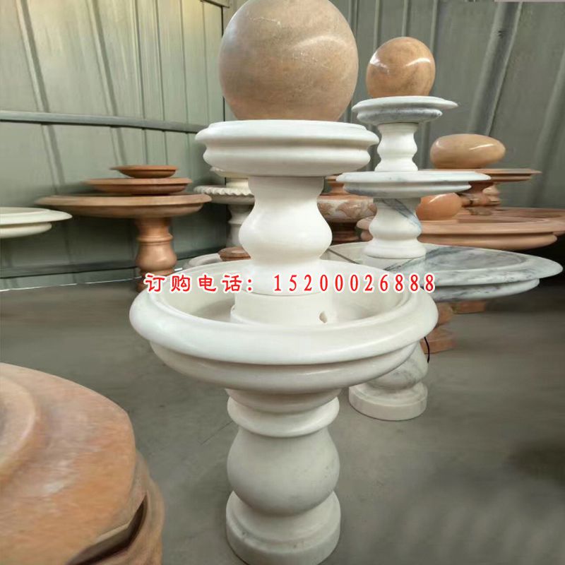 汉白玉双层风水球   石雕公园景观摆件 (2)