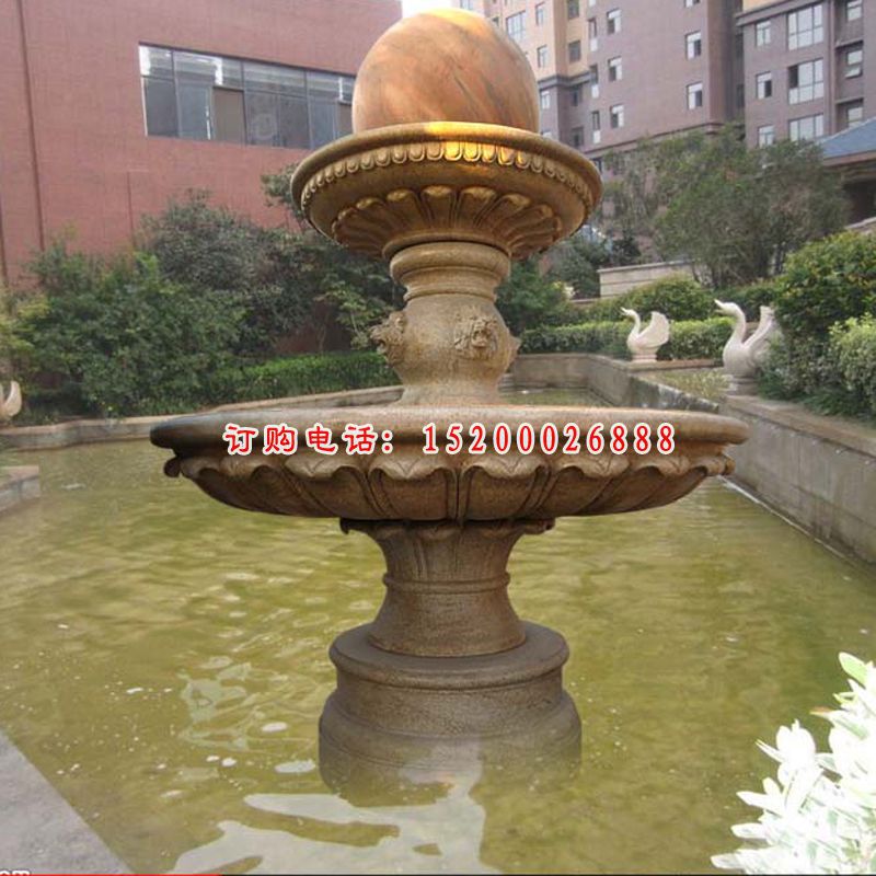大理石双层风水球   石雕小区景观 (4)