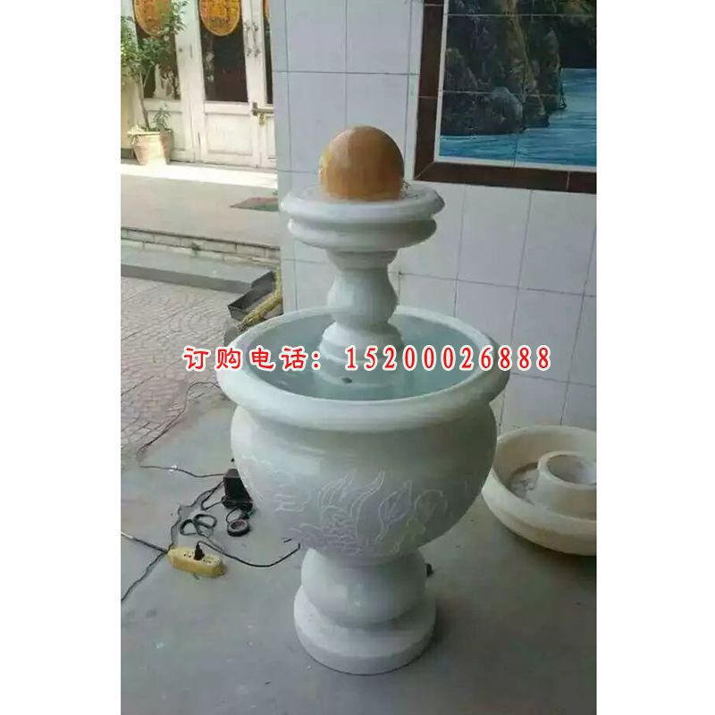 石雕风水球，公园景观雕塑 (1)
