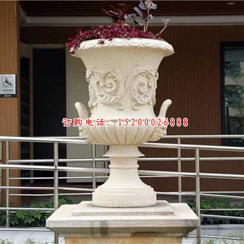 别墅景观石雕，大理石欧式花盆雕塑