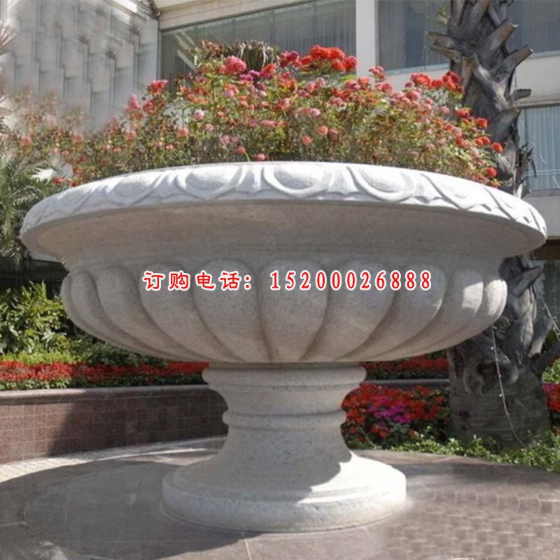 大理石雕刻花盆  石雕庭院景观摆件 (5)