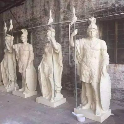 石雕西方战士，石雕人物雕塑
