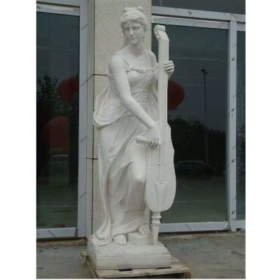 手拿大提琴的美女石雕，西方人物石雕