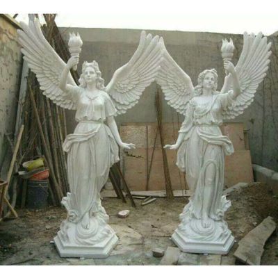 西方天使石雕，汉白玉西方女神雕塑