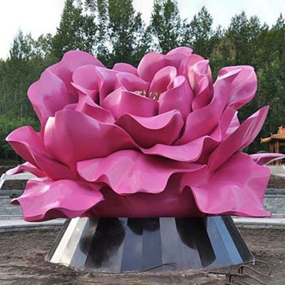 不锈钢花朵雕塑，公园景观摆件