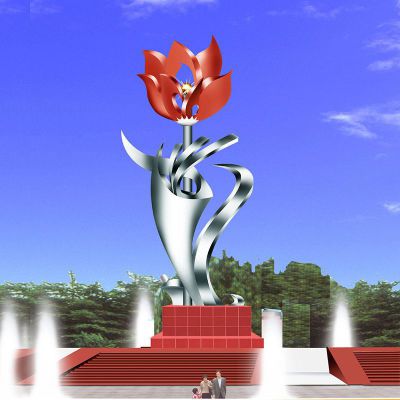 不锈钢绽放雕塑广场花朵雕塑 