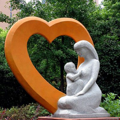 母爱石雕，公园母子雕塑