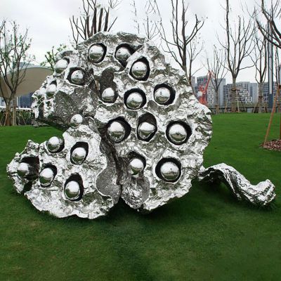 不锈钢莲蓬雕塑 公园抽象植物雕塑