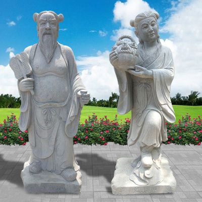 青石石雕八仙过海，古代人物雕塑