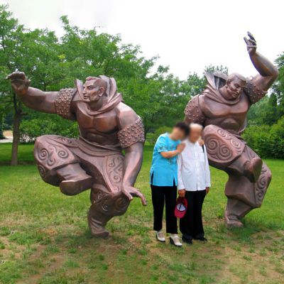 蒙古摔跤铜雕 公园景观铜雕