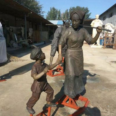 少数民族人物铜雕  公园景观铜雕