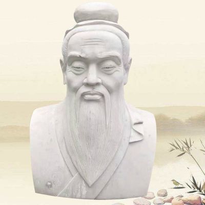 汉白玉孔子胸像石雕 校园古代人物石雕