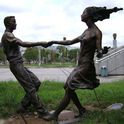 公园人物雕塑铜雕景观跳舞雕塑