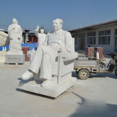 坐沙发的毛泽东石雕 大理石伟人雕塑