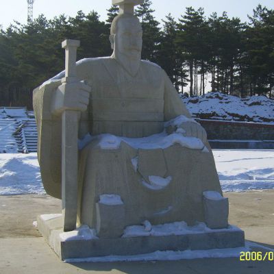 古代皇帝石雕，广场古人雕塑