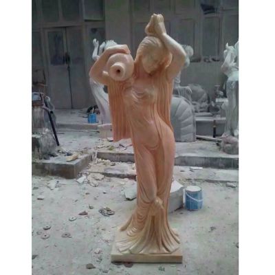 古代美女沐浴石雕，古代美女石雕