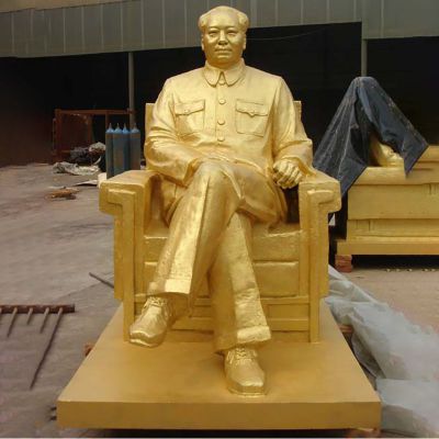 毛主席铜雕，坐式毛主席铜雕，贴金铜毛主席雕塑