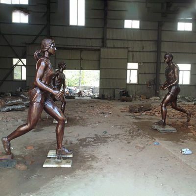 铜雕跑步女生雕塑