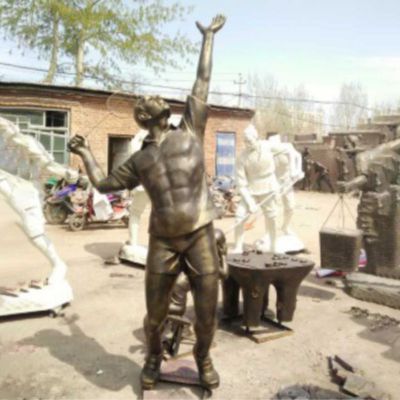 打羽毛球人物铜雕，广场景观雕塑
