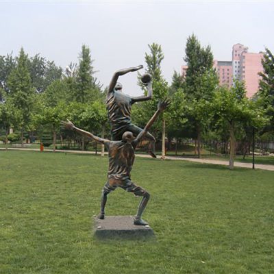 人物铜雕，公园打篮球雕塑