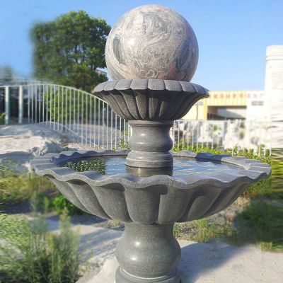 双层风水球石雕,别墅风水球喷泉雕塑