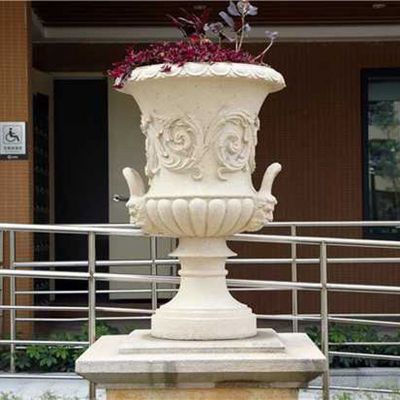 别墅景观石雕 大理石欧式花盆雕塑