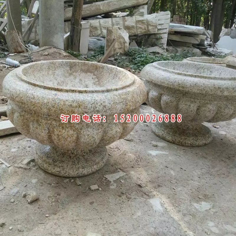 花盆石雕，砂岩花盆石雕 (1)