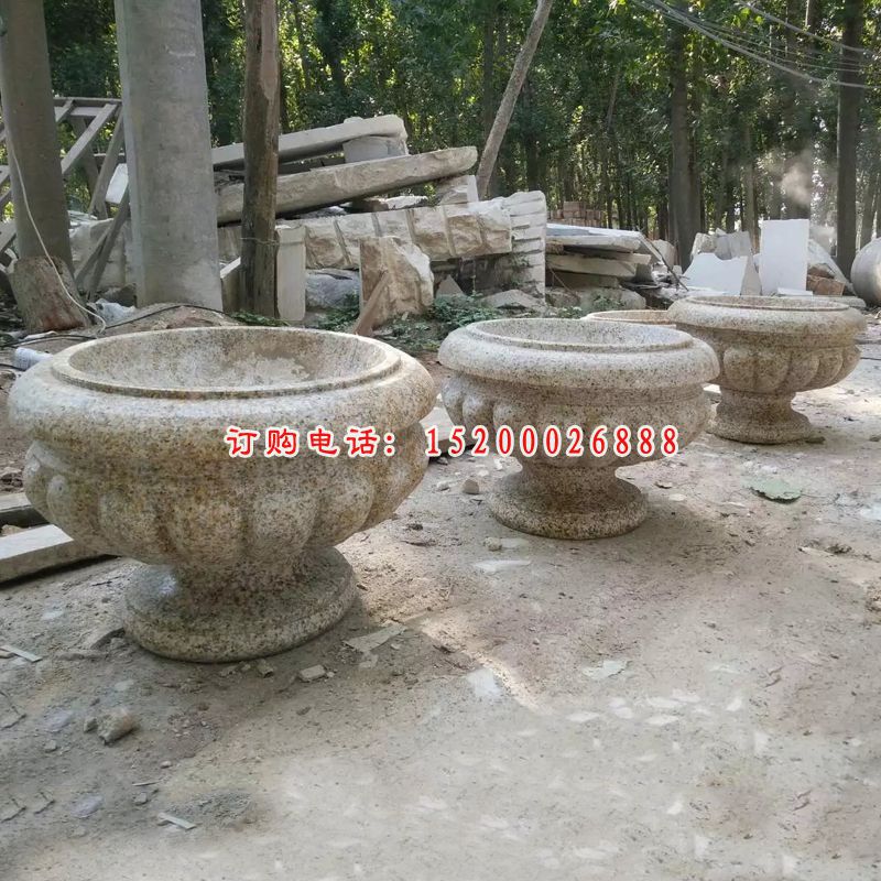 花盆石雕，砂岩花盆石雕 (2)