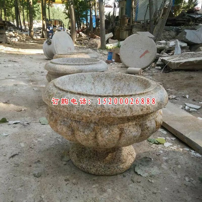 花盆石雕，砂岩花盆石雕 (3)