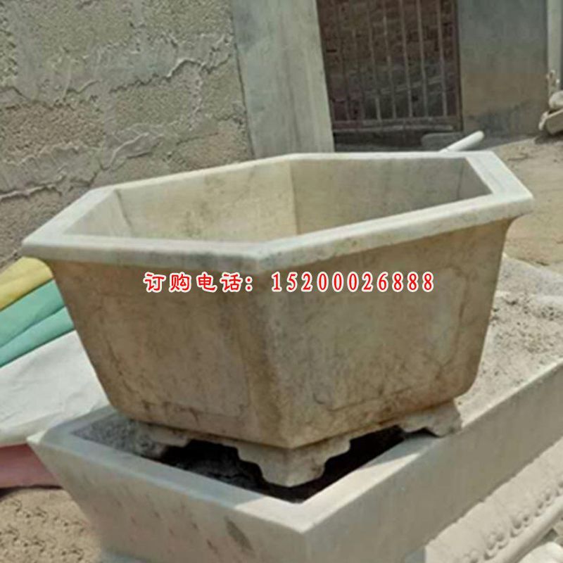 石雕花盆   大理石景观摆件
