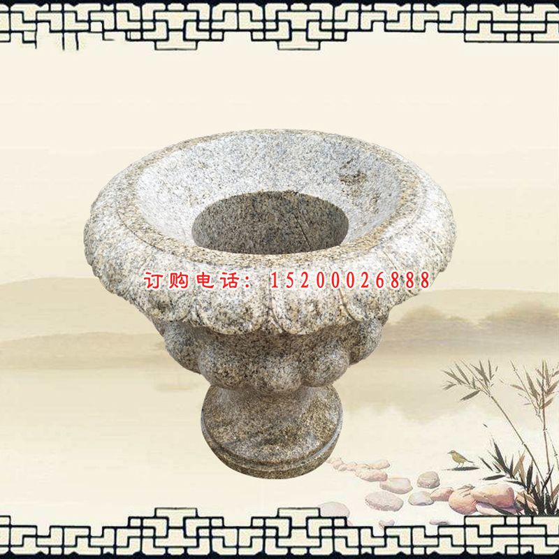 大理石花盆雕塑，公园景观石雕
