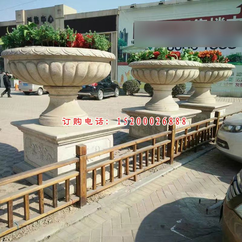 大理石花盆  石雕小区景观雕塑 (5)