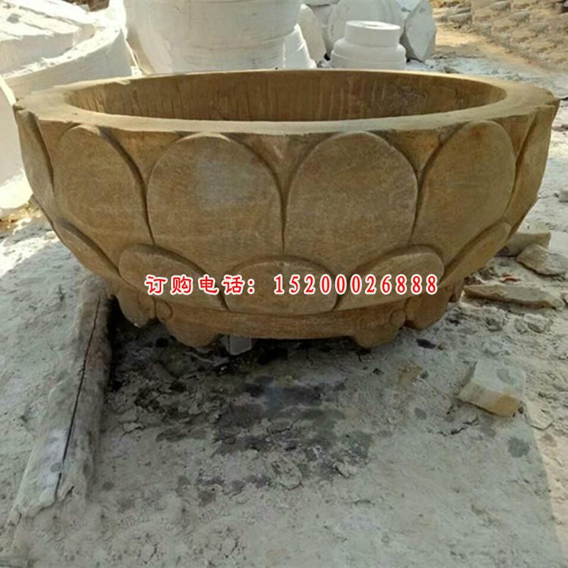 大理石树叶花盆  石雕庭院景观摆件